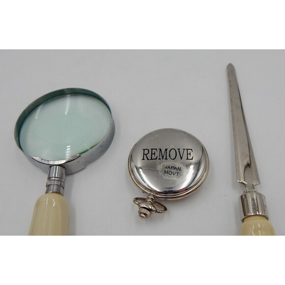 Captains Collectors 3 PC Set Pocket Watch Magnifying Glass For Collections Etc. - Picture 4 of 11